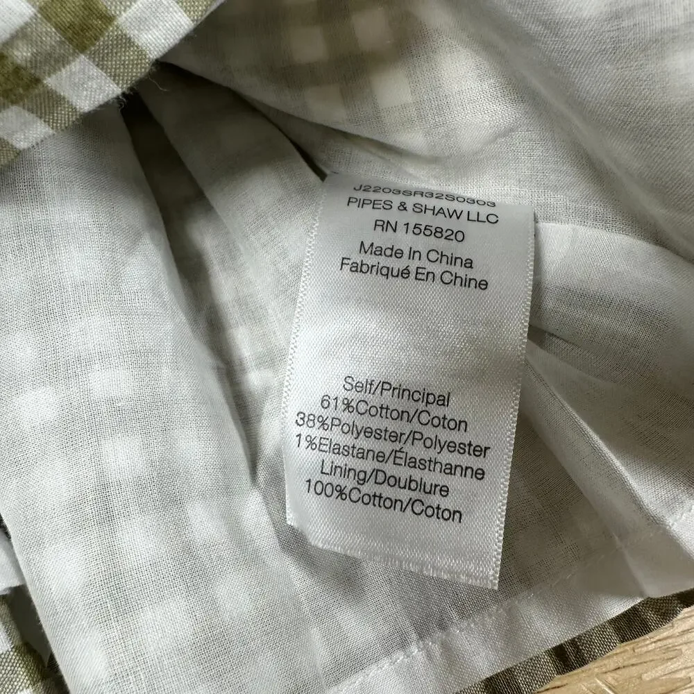 Veronica Beard NWT Aloya Smocked Cotton Mini Skirt Size XL Olive Gingham Ruffle - Picture 7 of 10
